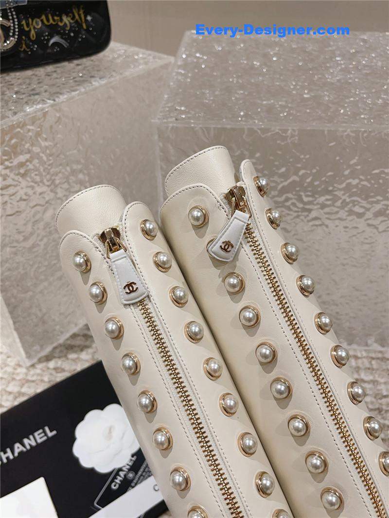 CC new autumn and winter pearl zipper boots