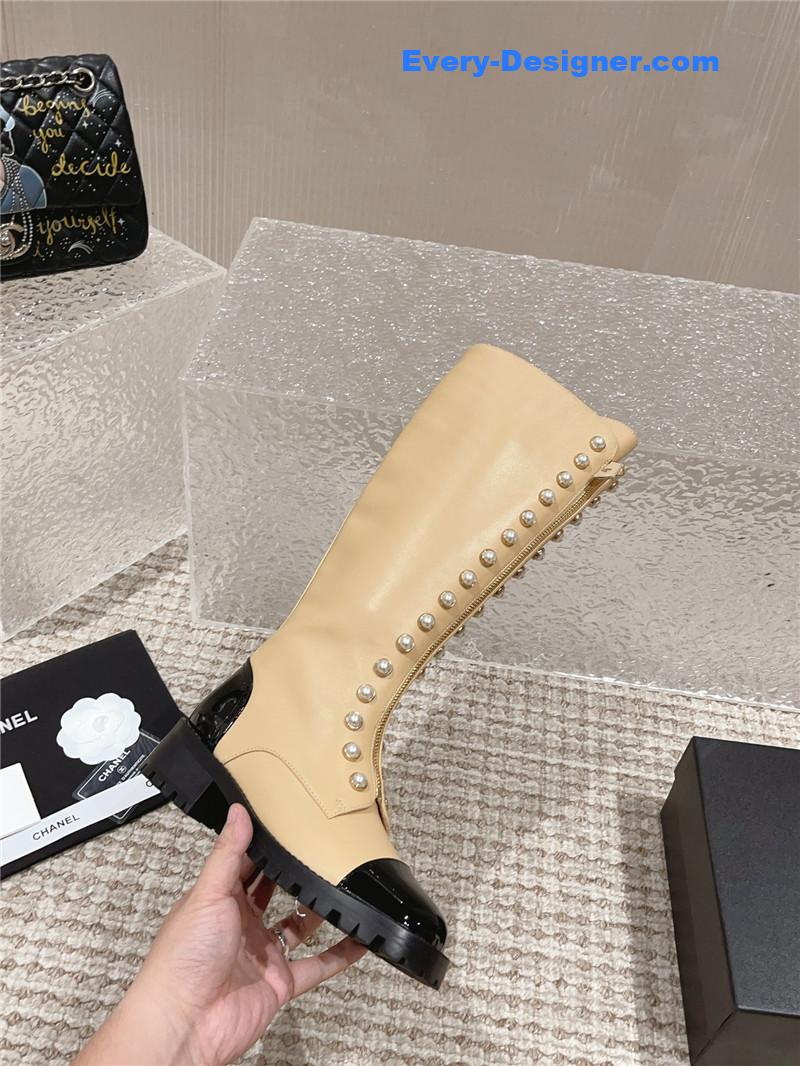 CC new autumn and winter pearl zipper boots