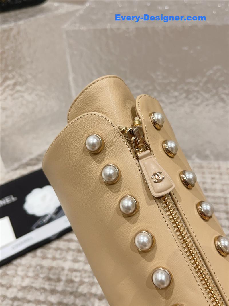CC new autumn and winter pearl zipper boots