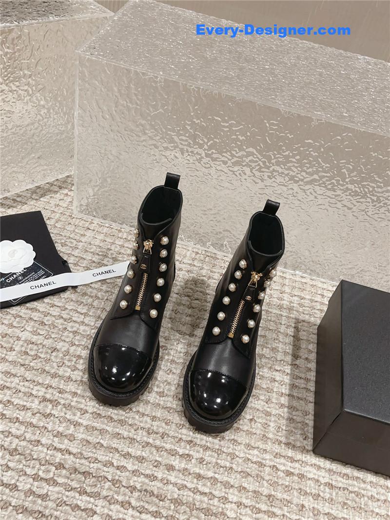 CC new autumn and winter pearl zipper boots