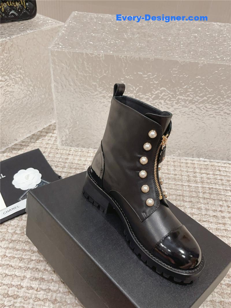 CC new autumn and winter pearl zipper boots