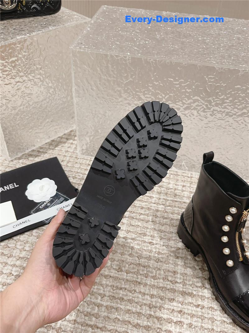 CC new autumn and winter pearl zipper boots