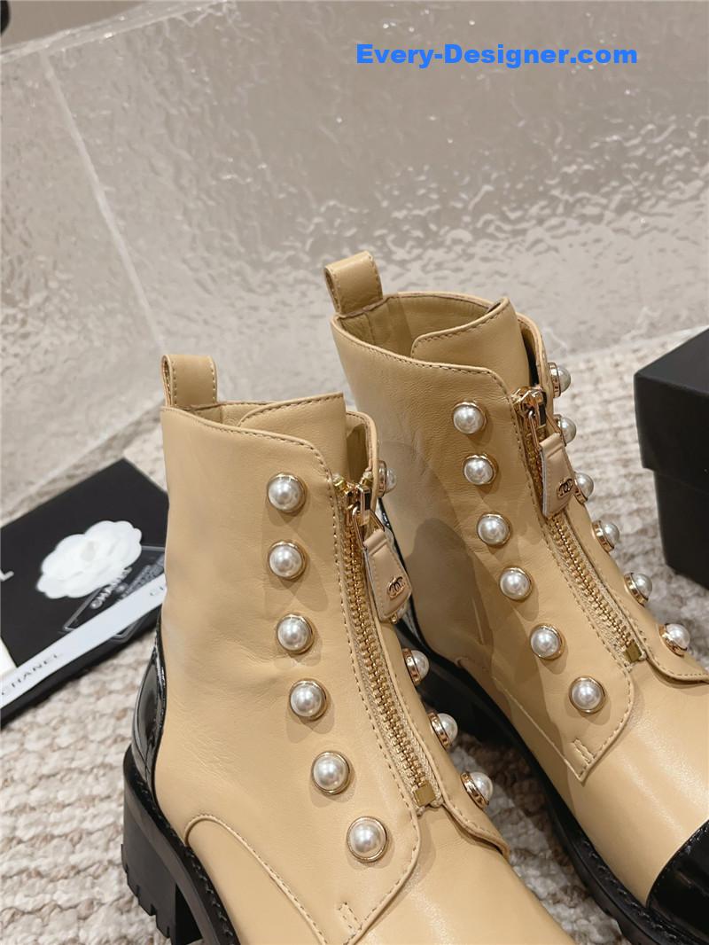 CC new autumn and winter pearl zipper boots