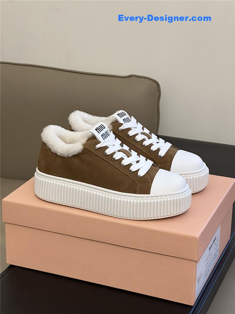 miumiu autumn and winter lamb wool series sneakers