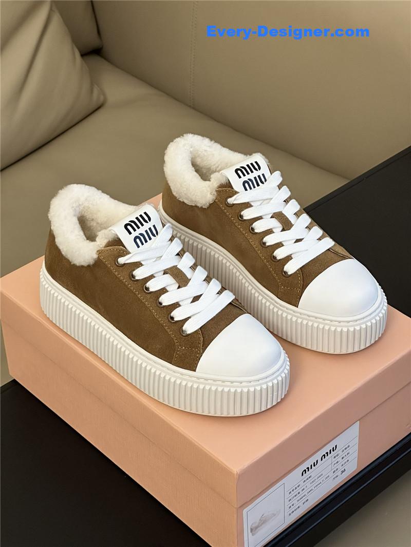miumiu autumn and winter lamb wool series sneakers