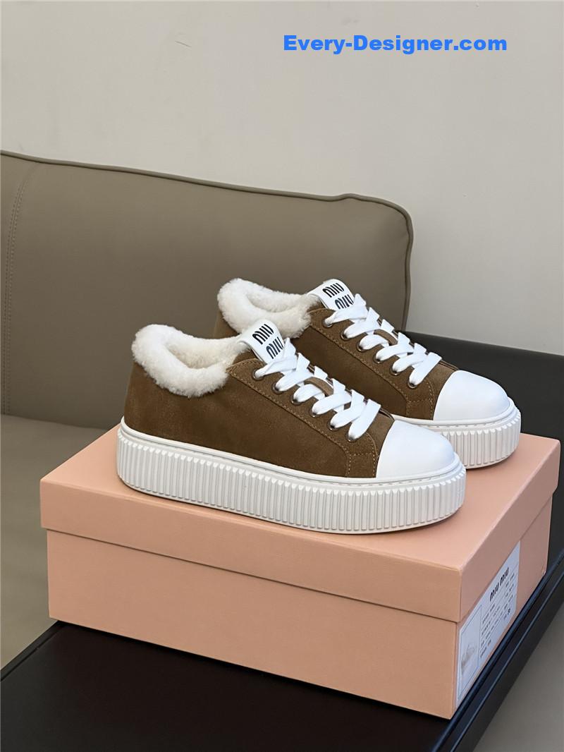 miumiu autumn and winter lamb wool series sneakers