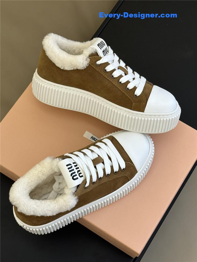 miumiu autumn and winter lamb wool series sneakers