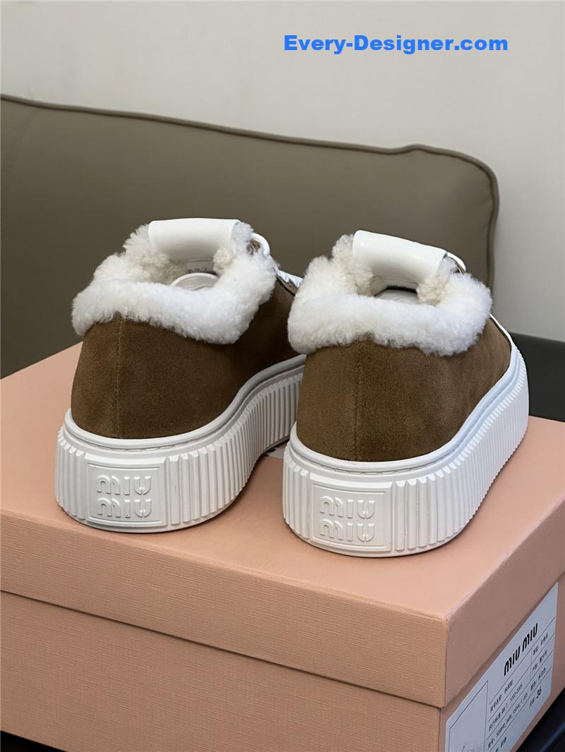miumiu autumn and winter lamb wool series sneakers