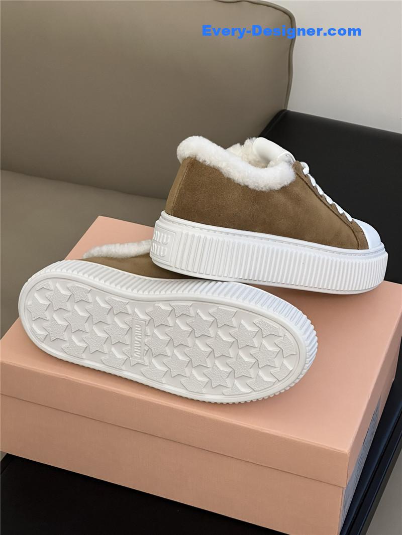 miumiu autumn and winter lamb wool series sneakers