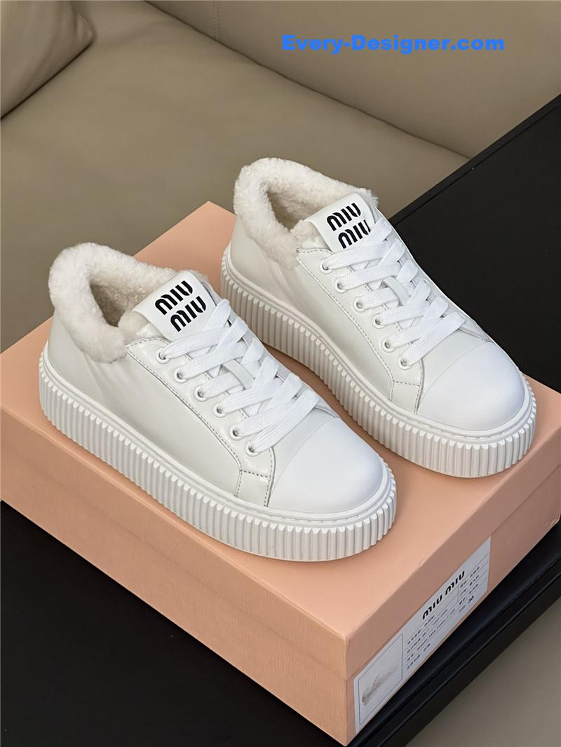 miumiu autumn and winter lamb wool series sneakers