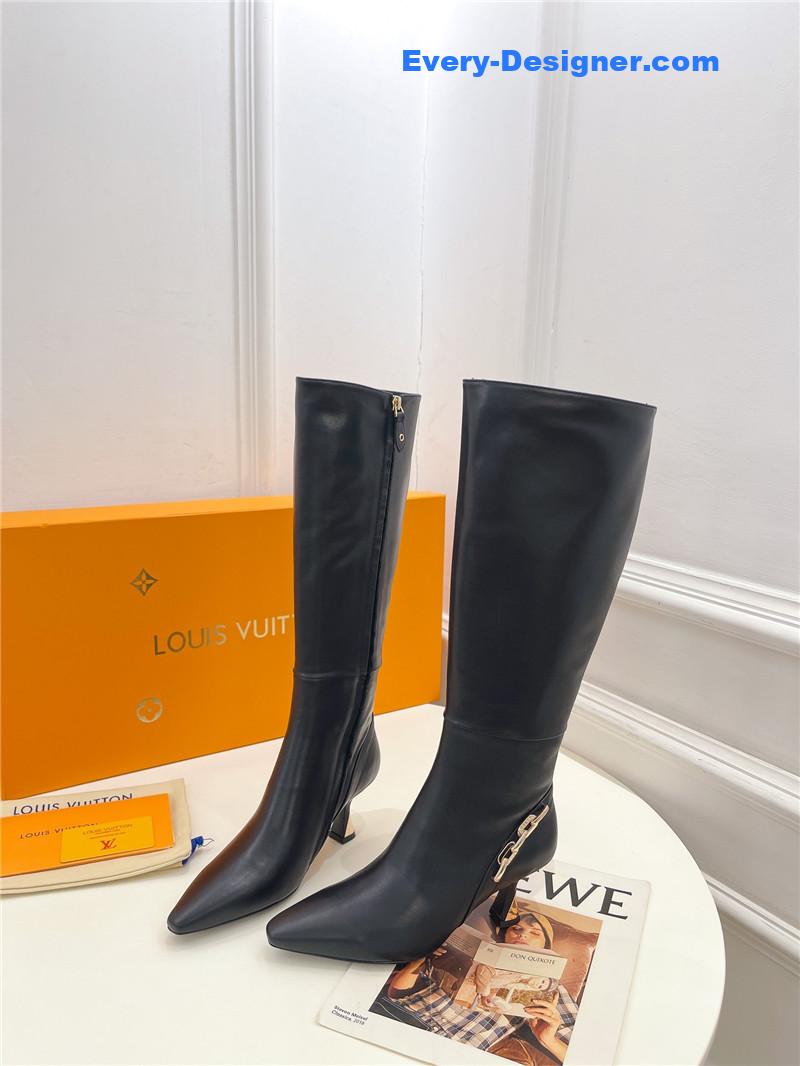 louis vuitton LV small square toe metal heel boots