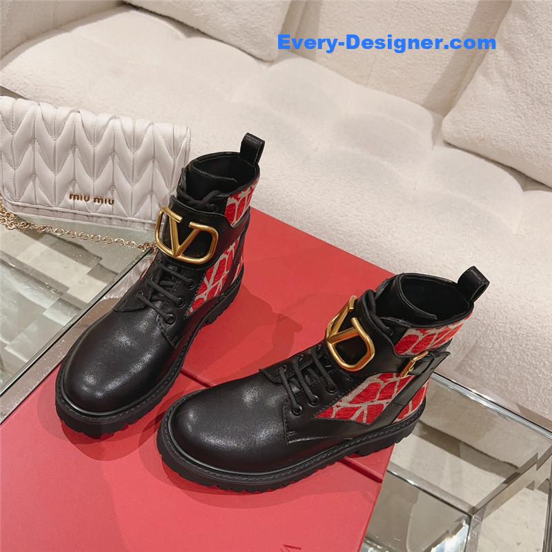 valentino V-buckle Martin boots