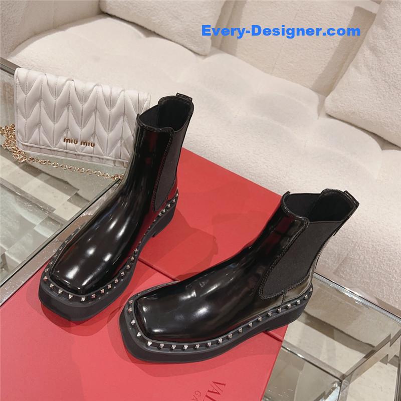 valentino rivet short nude boots