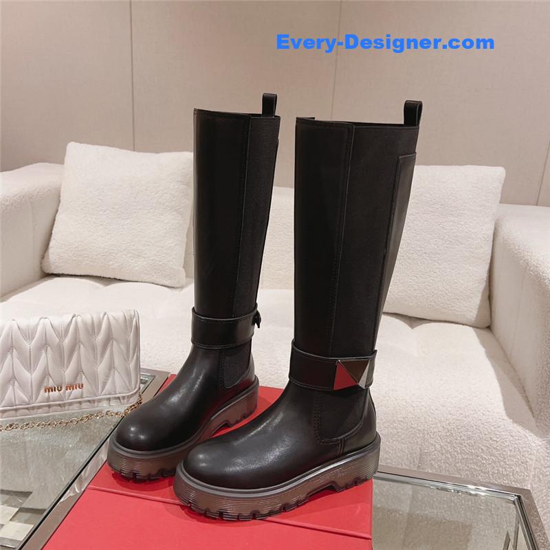 valentino rivet high nude boots