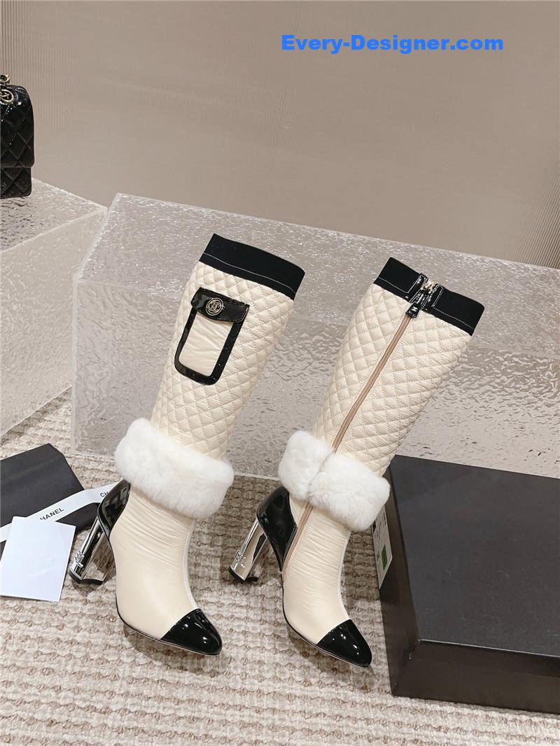 CC new electroplated heel down high boots