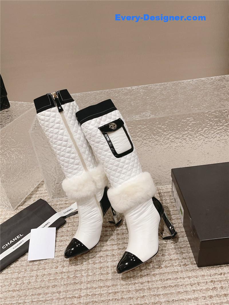 CC new electroplated heel down high boots