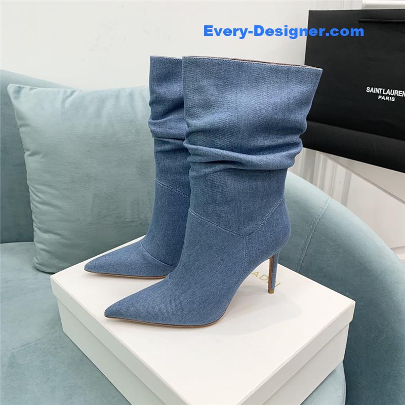 Amina Muaddi pleated stiletto booties