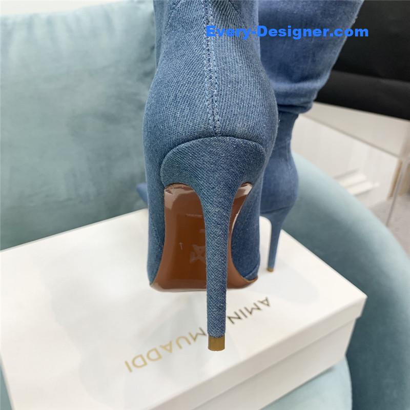 Amina Muaddi pleated stiletto booties