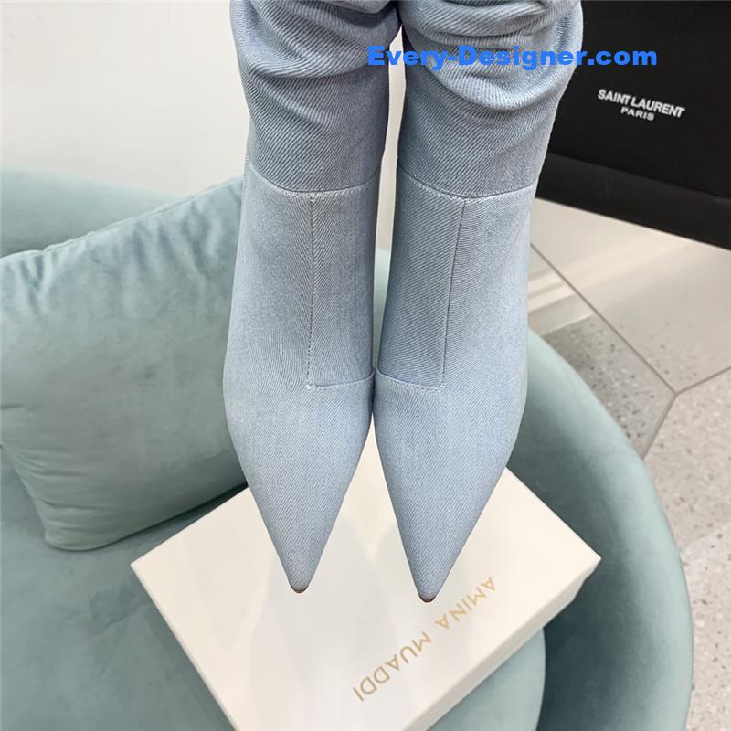 Amina Muaddi pleated stiletto booties