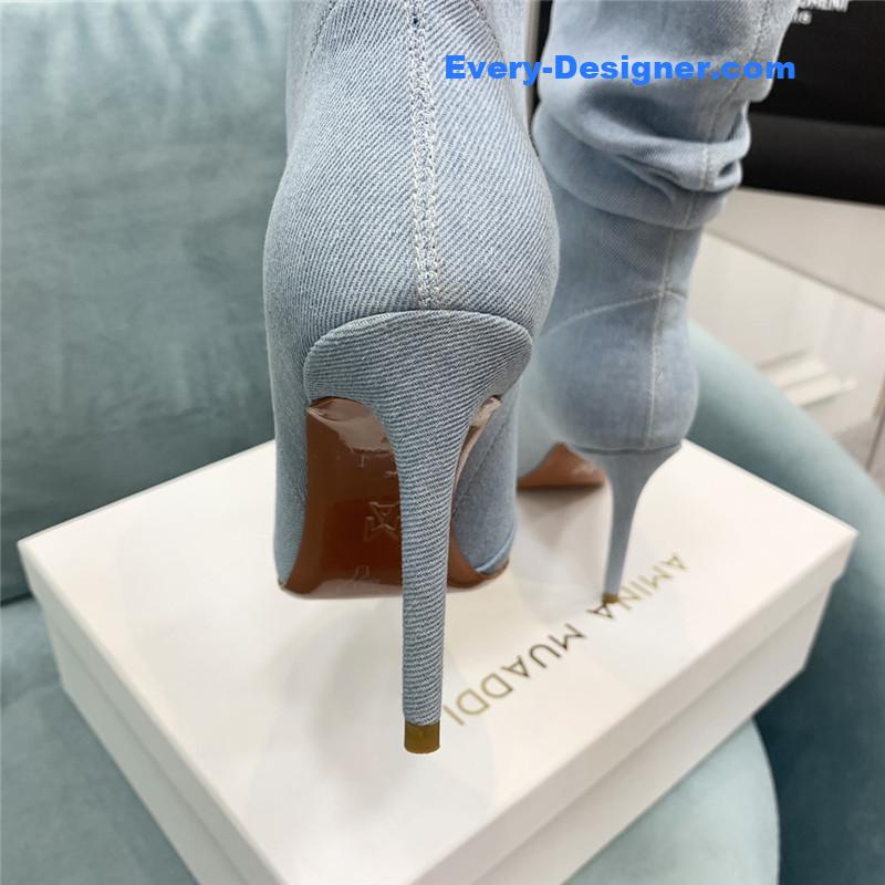 Amina Muaddi pleated stiletto booties