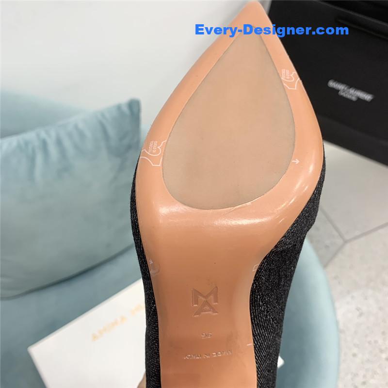 Amina Muaddi wine glass heel pleated high heel boots