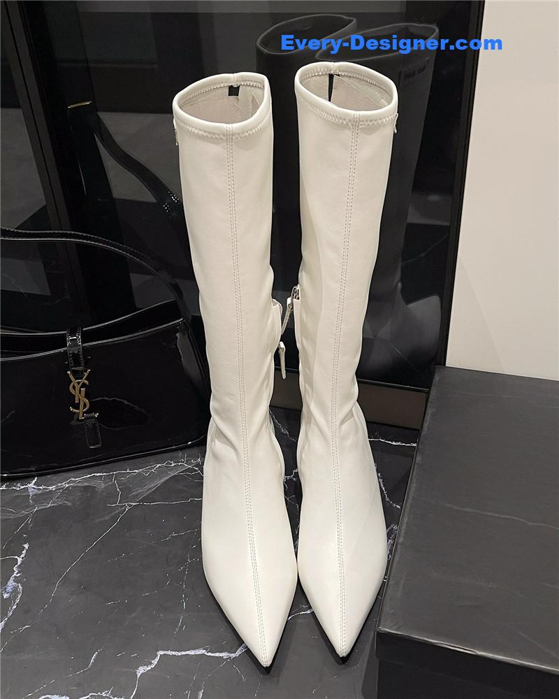 miumiu new elastic pointed toe leg-lengthening high boots