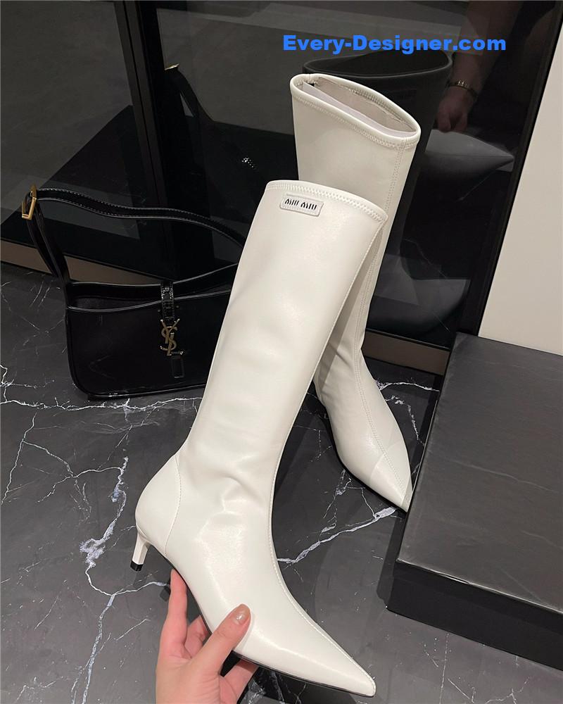 miumiu new elastic pointed toe leg-lengthening high boots