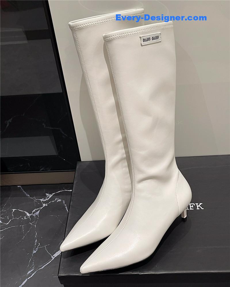 miumiu new elastic pointed toe leg-lengthening high boots