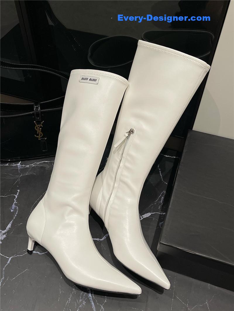 miumiu new elastic pointed toe leg-lengthening high boots