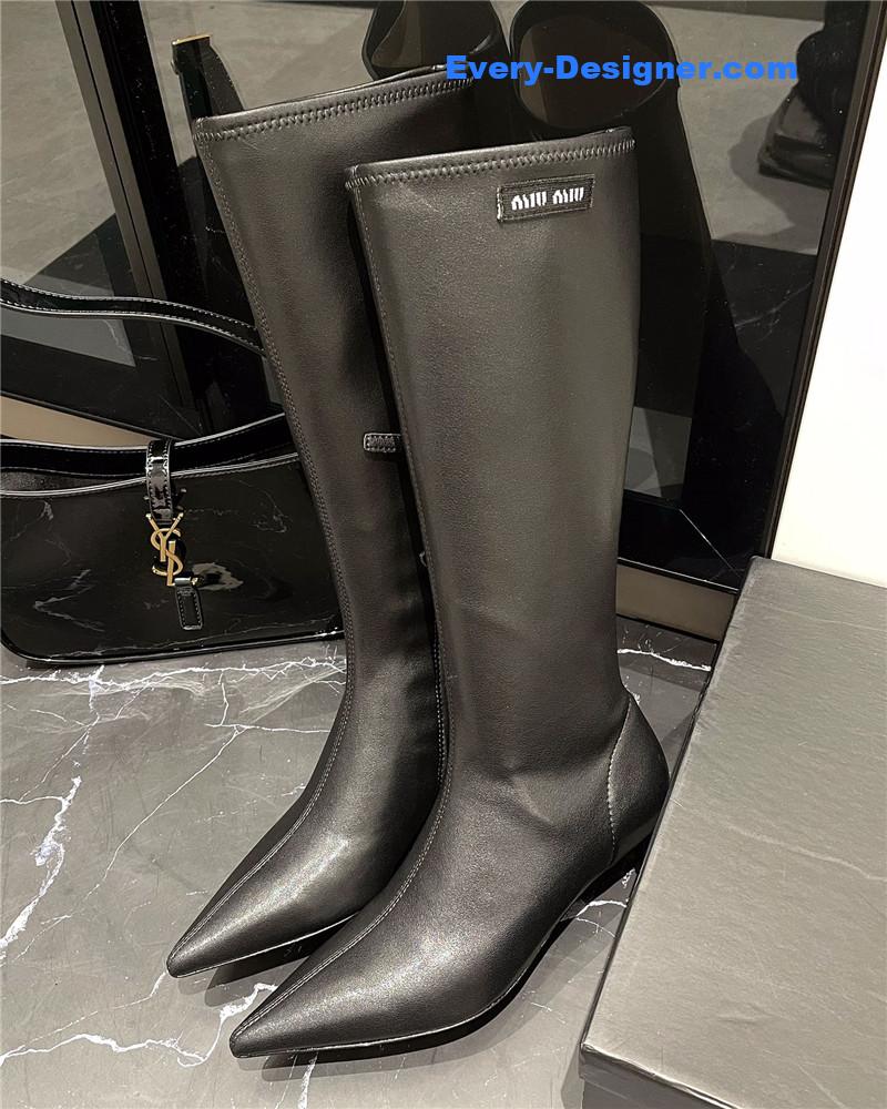 miumiu new elastic pointed toe leg-lengthening high boots