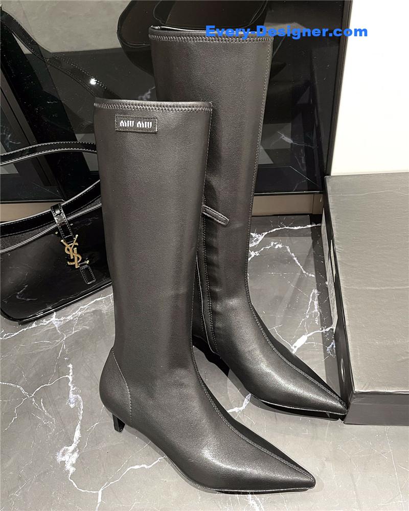 miumiu new elastic pointed toe leg-lengthening high boots