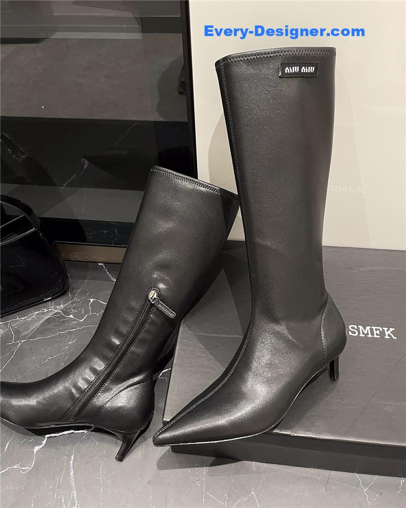 miumiu new elastic pointed toe leg-lengthening high boots