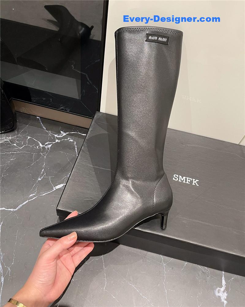 miumiu new elastic pointed toe leg-lengthening high boots