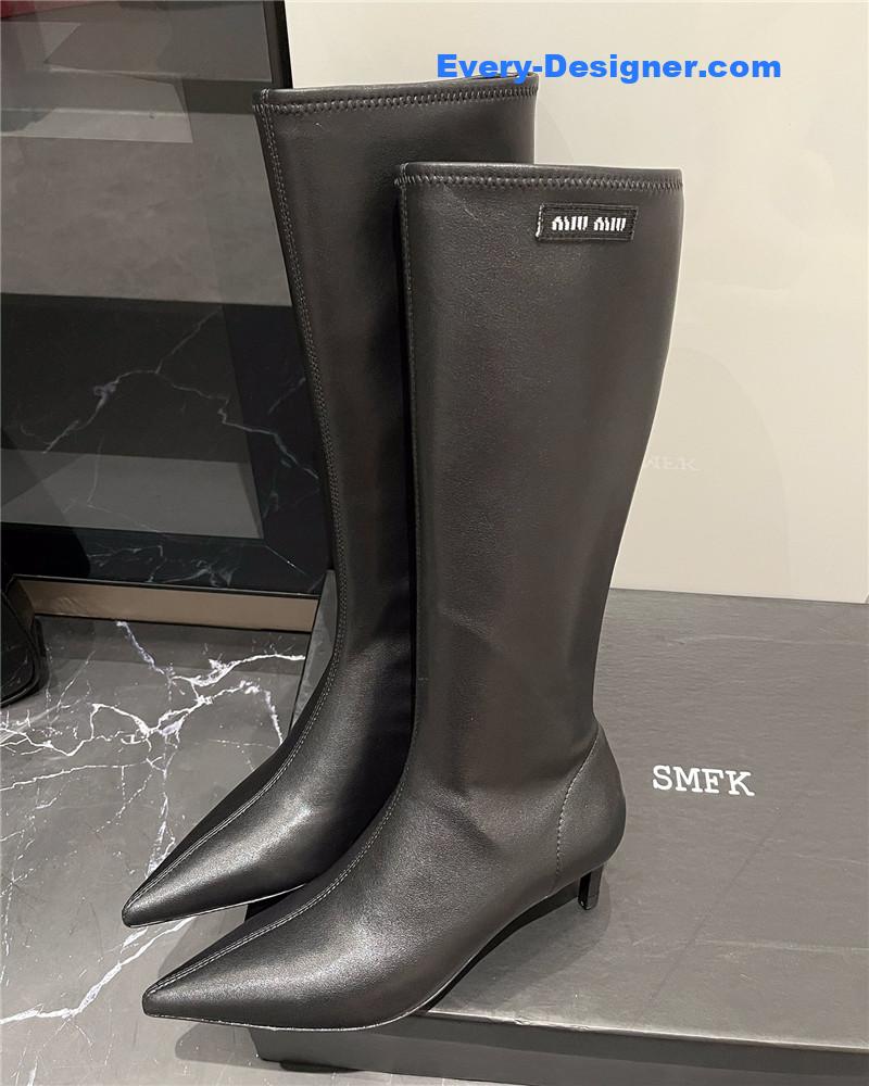 miumiu new elastic pointed toe leg-lengthening high boots