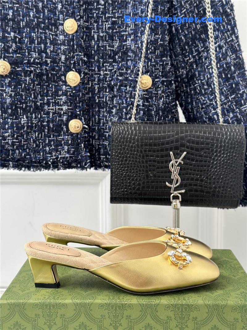 Gvc*1 new horsebit toe thick heel half slippers