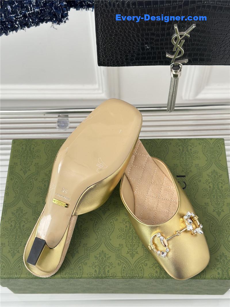 Gvc*1 new horsebit toe thick heel half slippers