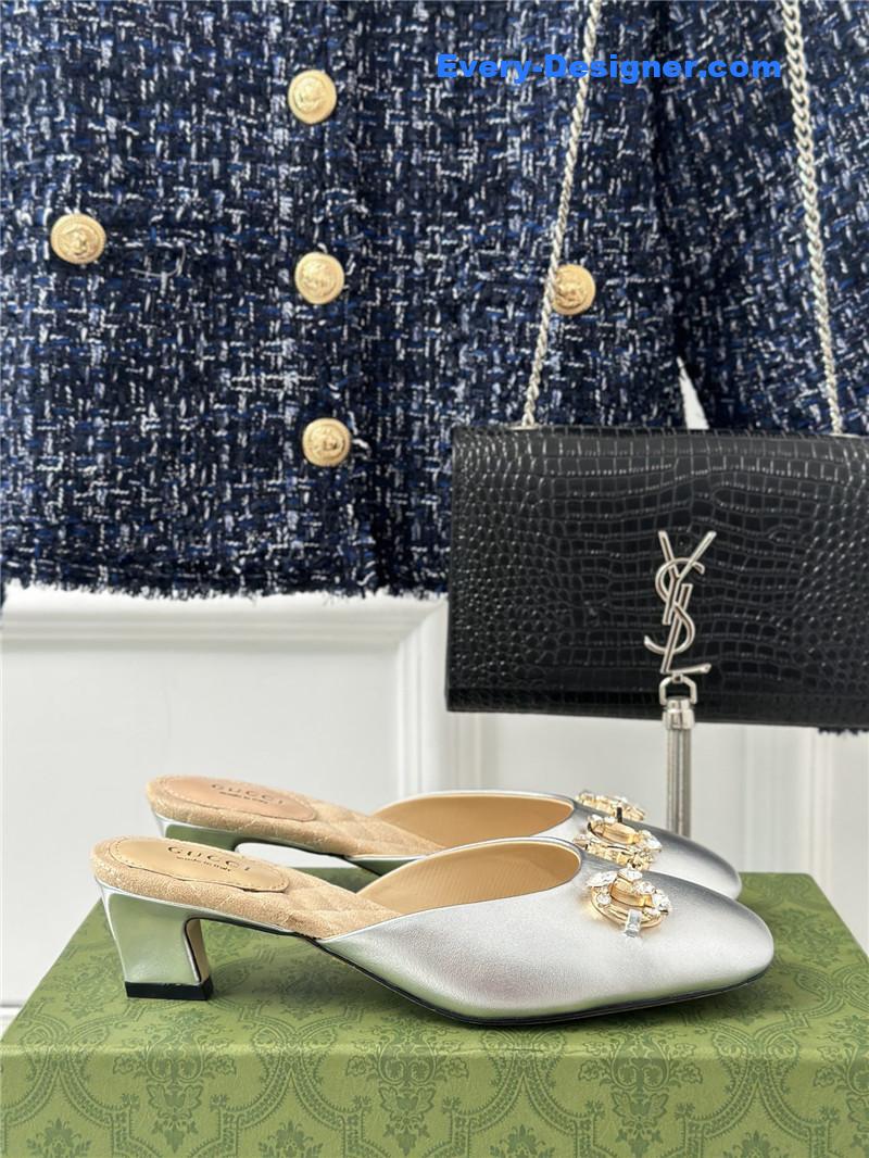 Gvc*1 new horsebit toe thick heel half slippers