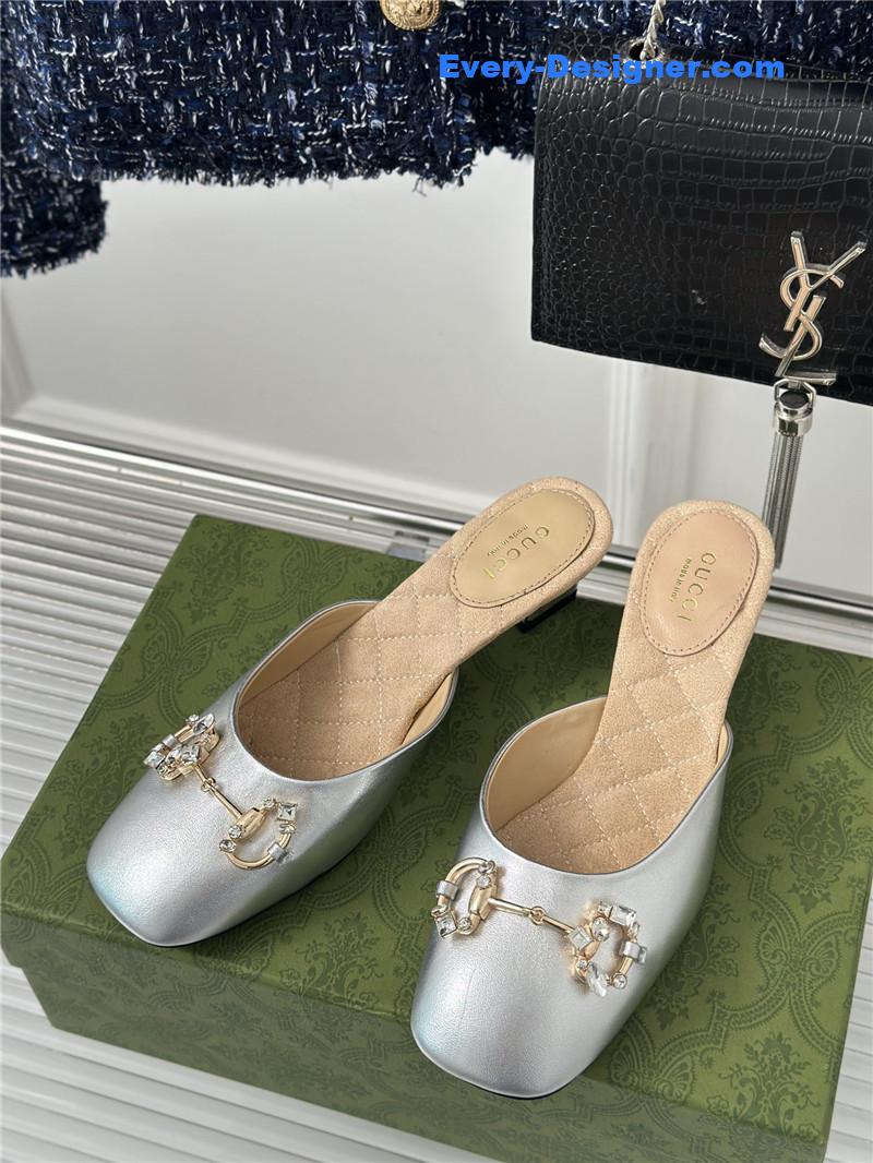 Gvc*1 new horsebit toe thick heel half slippers