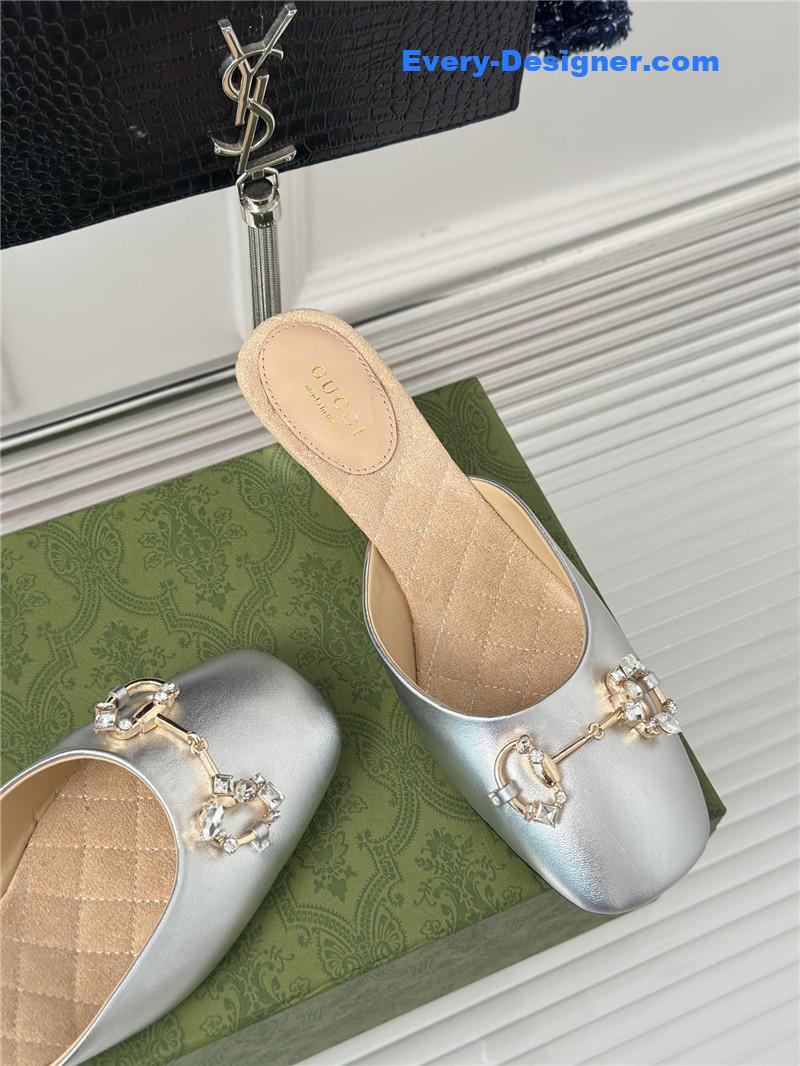 Gvc*1 new horsebit toe thick heel half slippers