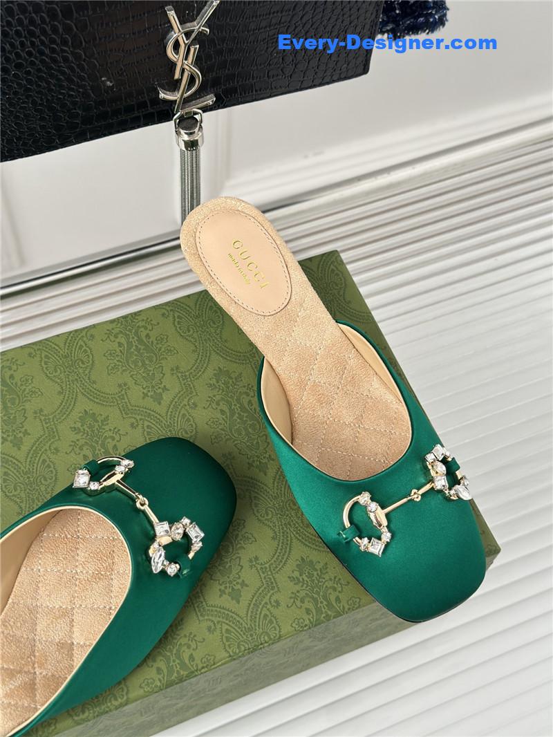 Gvc*1 new horsebit toe thick heel half slippers