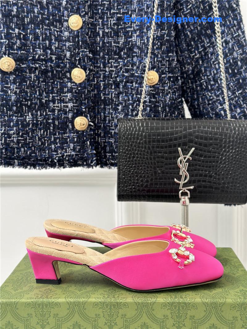 Gvc*1 new horsebit toe thick heel half slippers