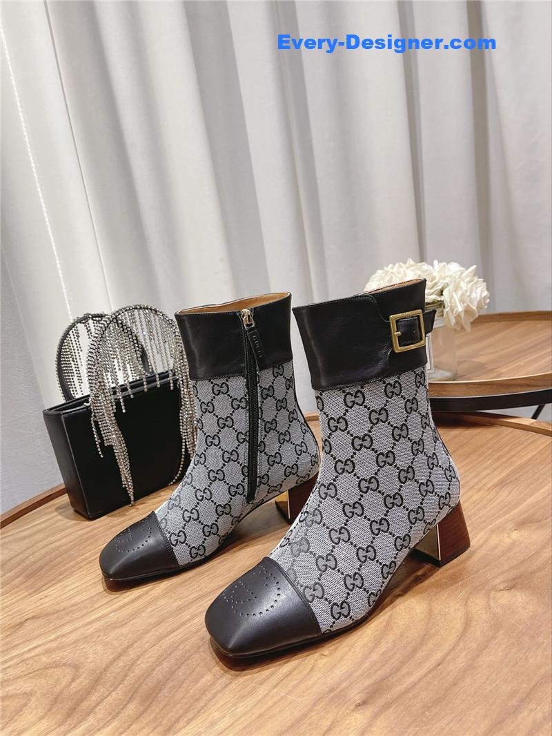 Gucci side buckle ankle boots