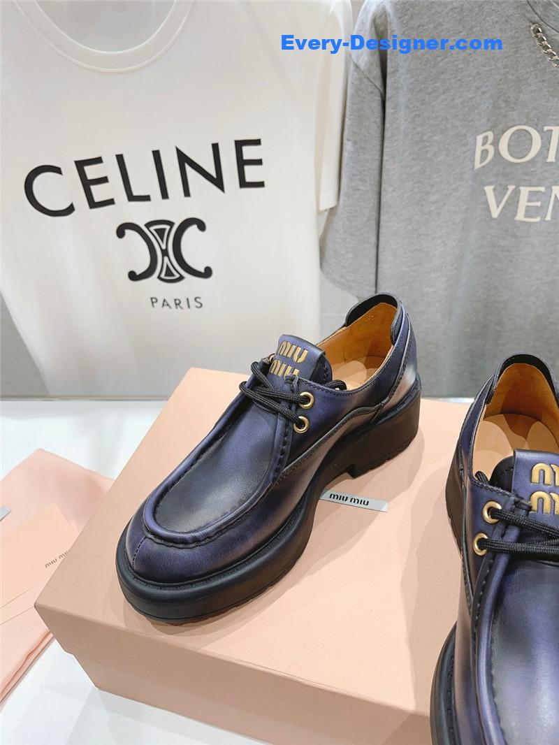 M1um1u catwalk style lace-up high-heeled loafers