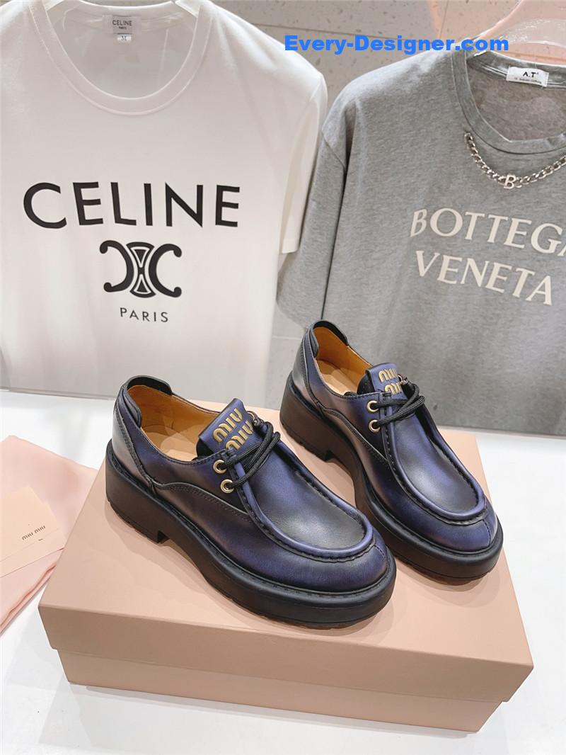 miumiu catwalk style lace-up high-heeled loafers