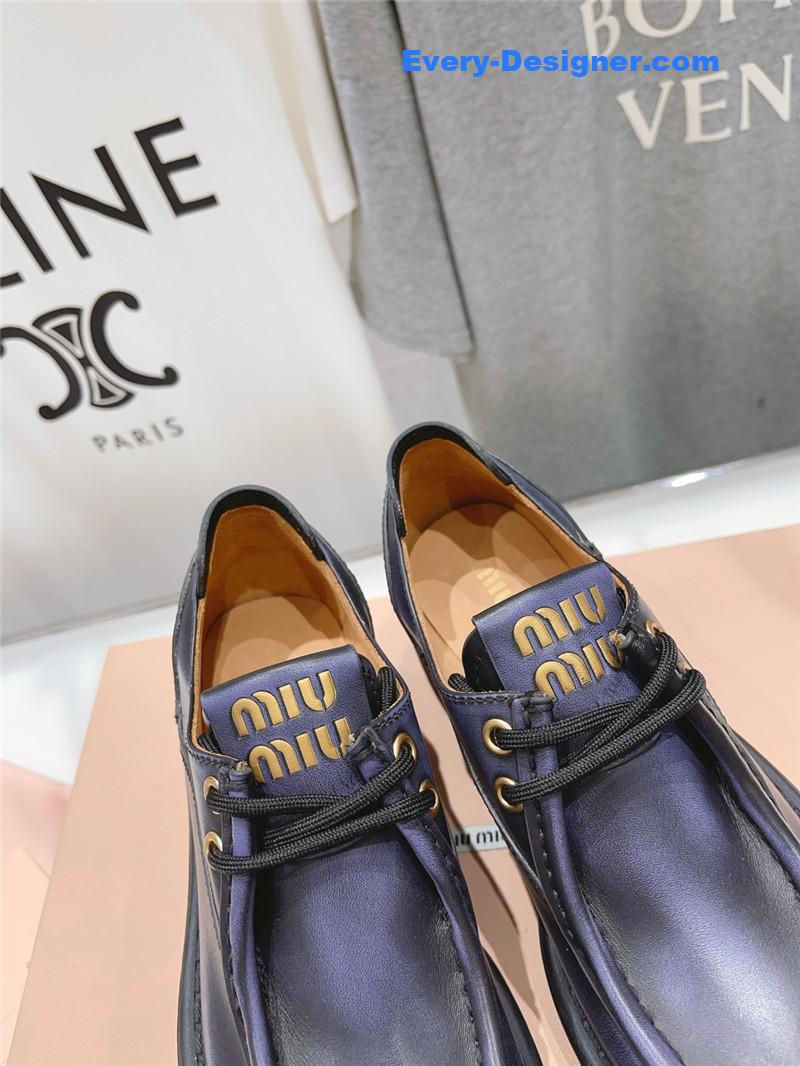 M1um1u catwalk style lace-up high-heeled loafers