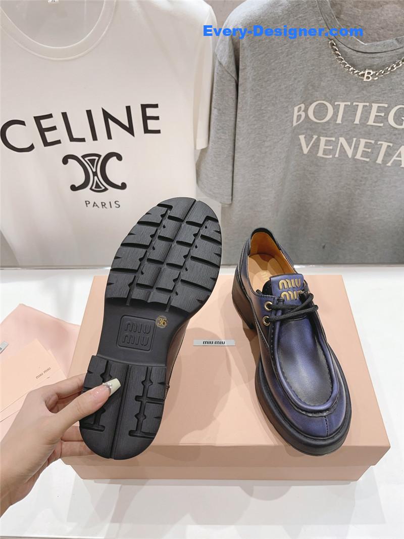 M1um1u catwalk style lace-up high-heeled loafers