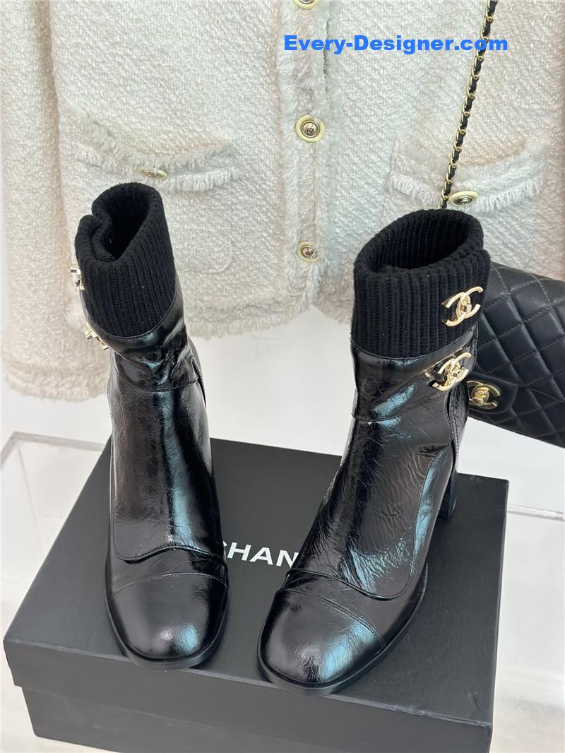 CC bag buckle knitted woolen short boots