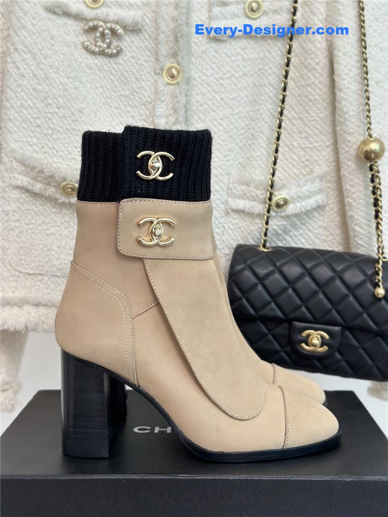 CC bag buckle knitted woolen short boots