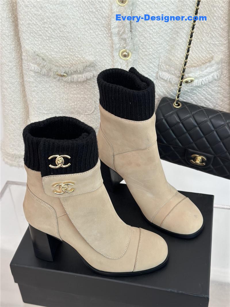 CC bag buckle knitted woolen short boots