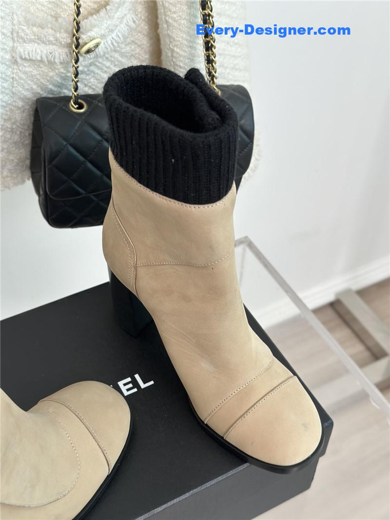 CC bag buckle knitted woolen short boots
